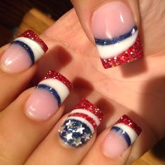 PRICES MAY VARY. 🌟【Perfect for Fourth of July celebrations】: Show off your patriotic spirit with this Independence Day-themed press on nail set featuring red, white, and blue elements. 🌟【Short and square shape】: The nails in this set have short length and square shape, providing a natural and subtle look that is perfect for everyday and any occasion wear. 🌟【Easy to apply and remove】: With our included 24 jelly glue and 1 nail removal wooden sticker, you can apply and remove these nails with e 4th Of July Toenail Designs, French Tips Acrylic Nails, Nails With Stripes, French Tips Acrylic, Nails Patriotic, Olympic Nails, Tips Acrylic Nails, White Fake Nails, Press On Nails Red