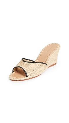 PRICES MAY VARY. Fabric: Raffia Leather sole with rubber heel cap Leather footbed Heel: 3in / 75mm Wedge heel The wedge style of these Carrie Forbes sandals adds height and looks great with casual or dressier outfits. Crafted from durable raffia and finished with a leather footbed, these are sure to be an enduring favorite. Forbes Women, Heeled Mule, Wedges Style, French Girls, Bow Flats, Heel Caps, Wedge Heel Sandals, Leather Bows, Rubber Heels