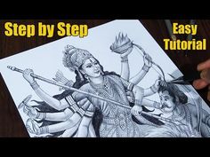 Durga Maa Killing Mahisasur Drawing, Maa Durga Sketch Easy, Mandela Art Durga Maa, Durga Ma Drawing Pencil, Durga Maa Drawing Pencil Easy, Sketch Of Maa Durga, Maa Durga Full Body Drawing, Durga Maa Sketch Pencil Easy, Durga Devi Sketch