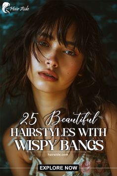 Wispy bangs add a delicate touch to any hairstyle. Timeless and trendy! Long Hair With Wispy Bangs, Textured Long Hair, Hair With Wispy Bangs, Long Textured Hair, Fringe Bangs Hairstyles