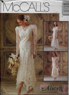 an image of a woman wearing a wedding dress and jacket in the style of mccall's