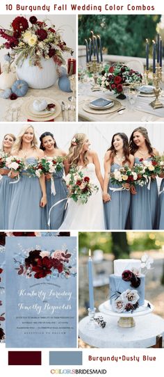 wedding color combos for the bride and groom in blue, red, white and gold