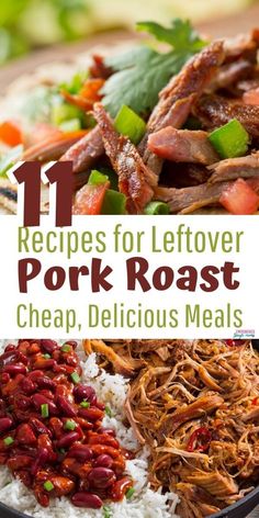 the cover of 11 recipes for leftover pork roast, with text overlaying it