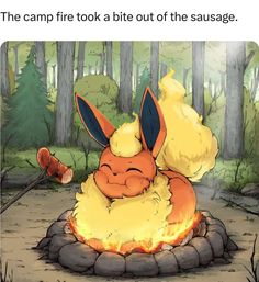 a pokemon pikachu sitting on top of a fire