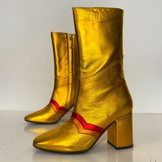 Excellent Very Lightly Worn Condition With Minimal Wear. Offers Welcome Man Repeller Leandra Medine, Gold Boots, Leandra Medine, Man Repeller, Shoes Heels Boots, Shoes Women Heels, Heeled Boots, Shoes Mens, Shoes Heels