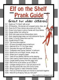 the elf on the shelf prank guide is shown in black and white checkered paper