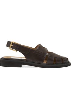 Thom Browne Penny Loafer Slingback Sandal (Men) | Nordstrom Classic Slip-on Sandals With Tang Buckle, Brown Leather Slingback Sandals With Tang Buckle, Classic Calf Leather Sandals For Work, Leather Open Toe Slingback Pumps With Rubber Sole, Luxury Leather Footbed Slingback Sandals, Classic Summer Slingback Sandals, Classic Closed Toe Sandals With Penny Strap, Brown Leather Sole Sandals For Work, Classic Closed Toe Slingback Pumps