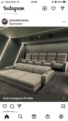 the instagram page on instagram com shows an image of a home theater with recliners