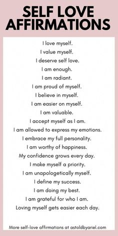 a poem that says self love affirmations