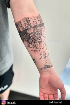 This forearm tattoo showcases the Western Air Temple, a unique and mystical site from the Avatar: The Last Airbender universe. Nestled beneath the edge of a cliff, the temple features iconic spires that create an enchanting illusion of being built upside-down, perfectly blending with the surrounding landscape The intricate details capture the beauty and serenity of this sacred space, traditionally home to female airbenders, while its hidden location symbolizes the strength and resilience of the Air Nomad culture. This tattoo serves as a tribute to the rich history and architectural wonder of the temple. Western Air Temple, Third Eye Tattoo, Air Temple, Third Eye Tattoos, Sagittarius Tattoo, Cool Forearm Tattoos, Modern Tattoos, Badass Tattoos, Abstract Tattoo