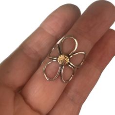 Big Daisy, Mixed Metal Ring, Big Floral, Mixed Metal Rings, Silver Flower Ring, Daisy Ring, Floral Ring, Sterling Silver Flowers, Lace Flowers