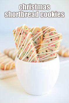 christmas shortbread cookies in a white bowl