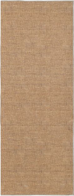 an area rug with brown linen on the bottom and tan fabric at the top, in front of a white background