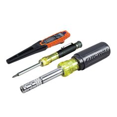 three different types of screwdrivers and tools