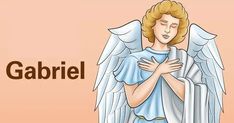 an angel with his arms crossed and the words gabril written below it in brown