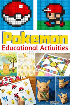 pokemon educational activities for kids to play with and learn how to use the pixel art technique