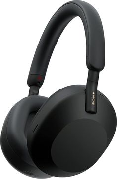 the sony headphones are black and have red buttons