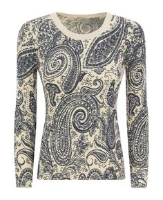 Best price on the market at italist | Etro Crew-neck Sweater With Paisley Pattern Paisley Motifs, Versace Shop, Pleats Please Issey Miyake, Paisley Pattern, Knitwear Women, Luxury Fabrics, Dress Codes, Grey Sweater, Crew Neck Sweater