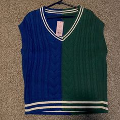 Wild Fable Sweater Vest Color Block Knitwear New With Tags! Size: Xs Wild Fable, Sweater Vest, Color Block, Blue Green, Knitwear, Womens Tops, Blue, Women Shopping, Color