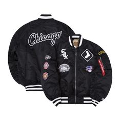 New Era White Sox Reversible Alpha Bomber Jacket Mens Style : 13026035 White Sock, New Era, Vest Jacket, Mens Jackets, Bomber Jacket, Socks, Mens Accessories, Mens Outfits, Clothes