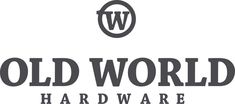 the old world hardware logo is shown in black and white, as well as an image of