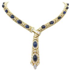 Diamond Sapphire Adjustable Necklace | From a unique collection of vintage More Necklaces at https://www.1stdibs.com/jewelry/necklaces/more-necklaces/. Royal Jewels, Neck Piece, Sapphire Necklace, Van Cleef Arpels, Coat Women, Vintage Jewels, Body Jewellery, Adjustable Necklace, Baguette Diamond