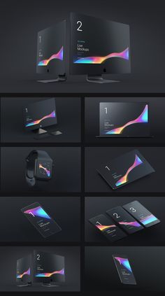 a series of photoshopped images showing the different colors and shapes of an electronic device