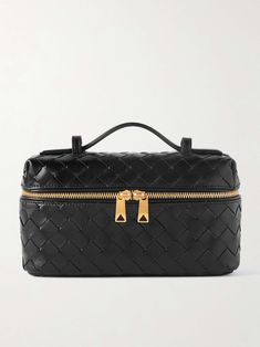 BOTTEGA VENETA Bang Bang Vanity intrecciato leather tote Luxury Black Rectangular Cosmetic Bag, Designer Formal Cosmetic Bag Rectangular, Designer Formal Rectangular Cosmetic Bag, Luxury Black Leather Cosmetic Bag, Luxury Rectangular Cosmetic Bag, Leather Rectangular Cosmetic Bag For Evening, Luxury Leather Cosmetic Bag, Luxury Rectangular Cosmetic Bag For Formal Use, Luxury Black Cosmetic Bag For Evening