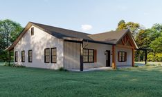 this is an artist's rendering of a small house in the middle of a field