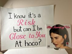 a piece of paper taped to the side of a wall with a sign on it that says, i know it's a risk but i can be close to you at hoo?