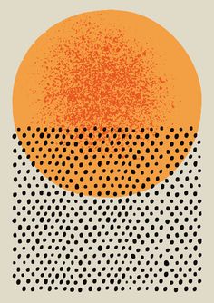 an orange and black dot pattern on a white background with dots in the foreground