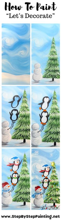 how to paint snowmen in different ways