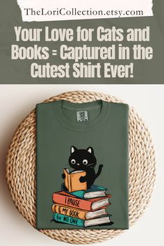 This cat reading shirt is everything a bookworm dreams of! Featuring a cute cat and a funny bookish quote, it’s perfect for bibliophile aesthetic outfits and cute bookworm outfits this winter. Whether you’re shopping for book shirts funny enough to make you smile or looking for unique bookish gifts for book lovers, this tee is the perfect fit. Celebrate your love for cats and stories—add it to your cart today!