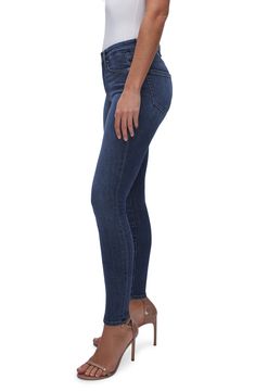 Designed to fit every body, these shapely skinnies feature a cool indigo wash and a smoothing high waist. 28 1/2" inseam; 10" leg opening; 10 1/2" front rise; 15" back rise (size 8) Zip fly with button closure Five-pocket style 98% organic cotton, 2% elastane Machine wash, line dry Imported Women's Clothing Organic Content Standard (OCS)–certified. OCS uses third-party verification to confirm the amount of organically grown material in a final product OEKO-TEX®–certified materials free of harmfu Fitted Dark Wash Bottoms, Dark Wash High Rise Fitted Bottoms, Dark Wash Fitted High Rise Bottoms, Fitted Dark Wash Bottoms With 5-inch Inseam, Classic High Rise Fitted Jeggings, Classic Fitted High Rise Jeggings, Classic Fitted Mid-rise Jeggings, Classic Fitted High-rise Jeggings, Fitted High Waist Dark Wash Jeggings