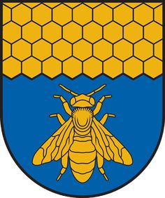 the coat of arms of the city of st petersburg, with a bee on it