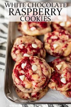 White Chocolate Raspberry Cookies are soft-baked, chewy cookies that are loaded with sweet white chocolate and tart raspberries. They are the perfect addition to your Christmas dessert table, as well as the best treat for other holidays and celebrations, as well.