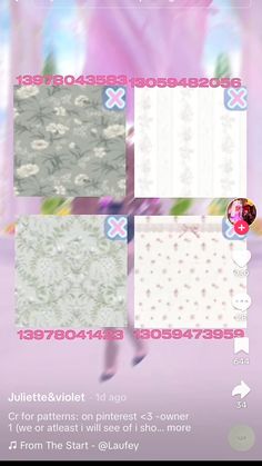 the screenshot shows different patterns and colors