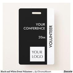 a black and white event voucherer with the words your logo printed on it