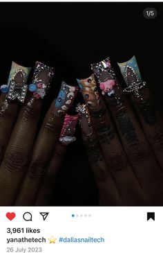 Nail Options, Birthday Nail, Exotic Nails, Coffin Nails Long, Long Square Acrylic Nails