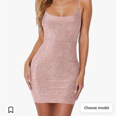 Brand New Short Sparkly Pink Dress From Amazon Size Xl Great For A Formal Dance, Winter Dance Club Dresses Short, Lace Up Bodycon Dress, Very Short Dress, Club Party Dresses, Club Night, Sequin Cocktail Dress, Rockabilly Dress, Club Dress, Neck Bodycon Dress