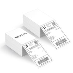 three white business cards stacked on top of each other with the word p printed on them