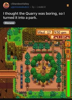 a screenshot of the game's map with an image of a park and trees