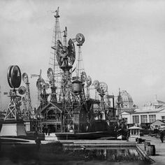 an old black and white photo of a ship