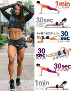 a woman is doing exercises on her stomach and back with the words 30 minute plank