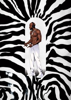 a man standing in front of a zebra print