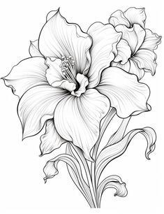 a black and white drawing of a flower