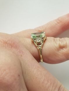 Size 5.5 Estate 10k Yellow Gold 3ct Vaseline Glass Gem or - Etsy Classic Collectible Emerald Ring, Vintage Yellow Gold Emerald Ring With Center Stone, Classic Collectible Yellow Gold Emerald Ring, Classic Collectible Emerald Ring With Prong Setting, Classic Emerald Cut Collectible Rings, Vintage Rectangular Emerald Ring Gift, Heirloom 14k Gold Emerald Ring Collectible, Vintage 14k Gold Emerald Ring With Center Stone, Classic Green Emerald Ring For Collectors