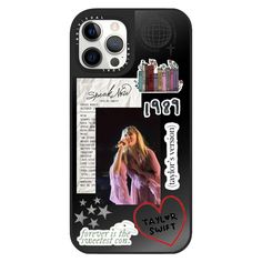 a cell phone case with an image of a woman singing on stage and the words taylor swift