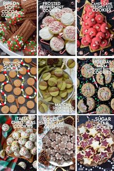 a collage of different types of cookies and desserts with words describing the names