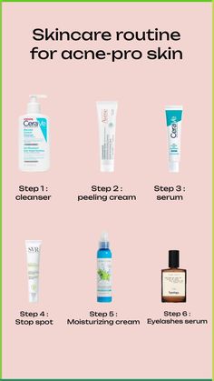 Skincare routine for acne-pro skin #skincare #acne Skincare Routine Oily Acne Prone Skin, Cystic Acne Skincare Routine, Skin Care To Help With Acne, Skin Care Routine To Get Rid Of Acne, Skincare Oily Acne Prone Skin, Skincare Routine To Get Rid Of Acne, Skin Care Routine Acne Prone, Acne Free Skin Routine, Skin Care Routine For Oily Skin And Acne